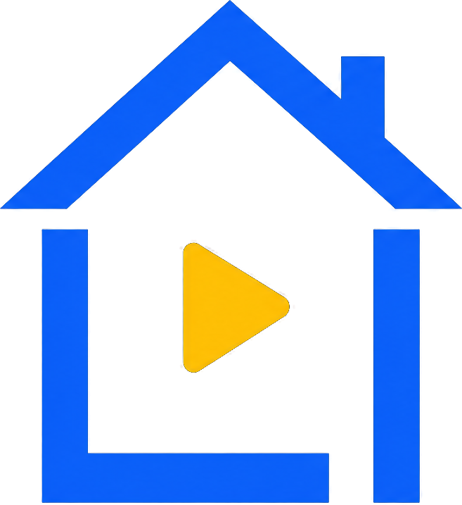 Home Service Videos house and play logo